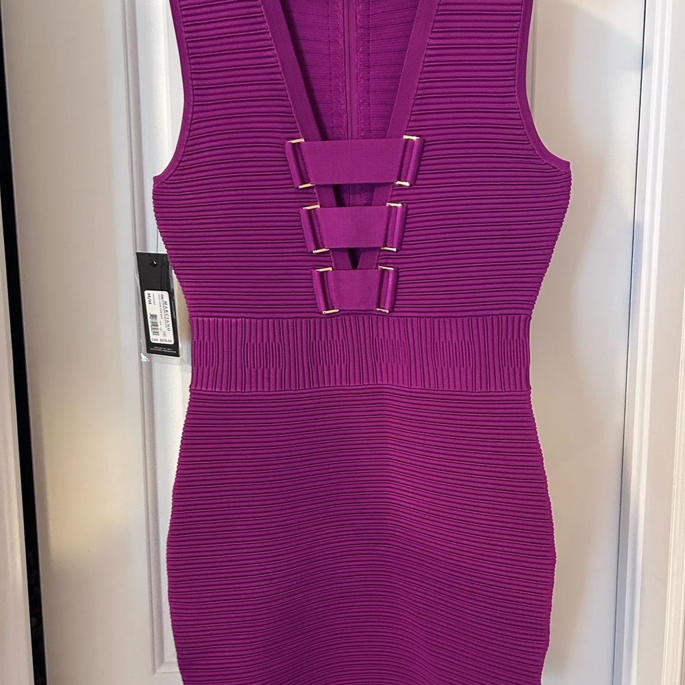 Guess by Marciano Fitted Mini Dress in Magenta